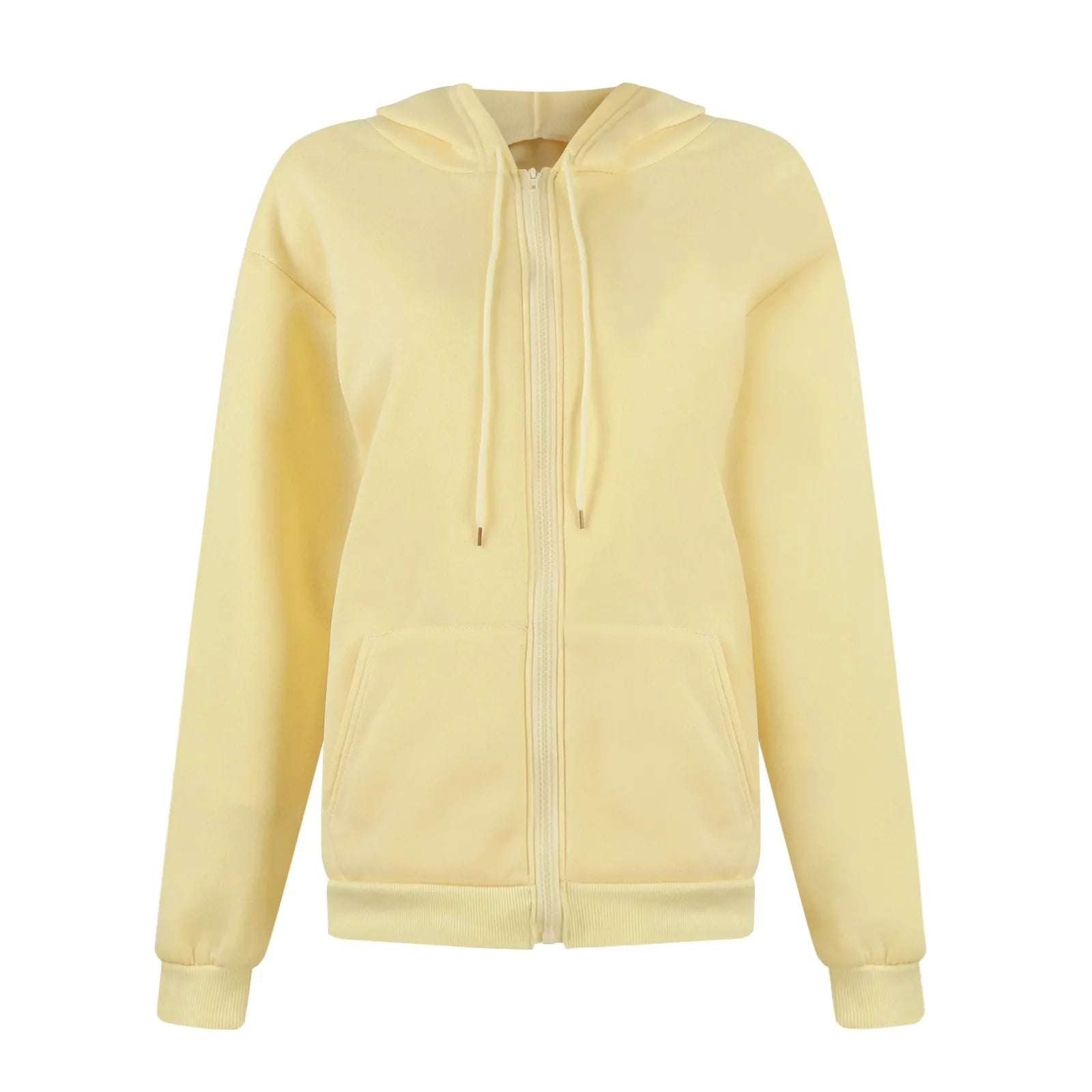 Autumn & Spring Women’s Zip Up Hoodie | Korean Style Casual Drawstring Sweatshirt Cardigan
