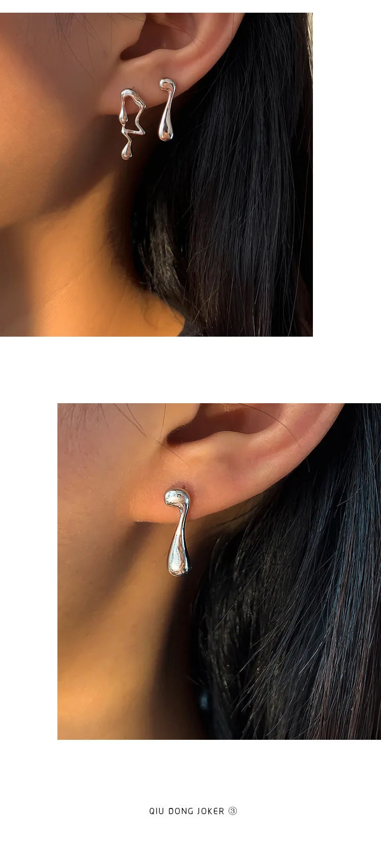 VENTFILLE 925 Sterling Silver Asymmetric Lava Earrings – Women’s Hip Hop Luxury Jewelry