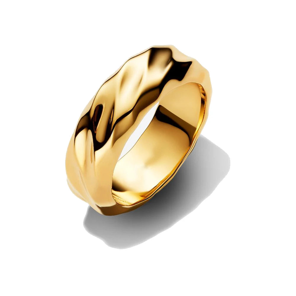 925 Sterling Silver Women's Golden Charm Pearl Ring | Retro Party & Anniversary Jewelry