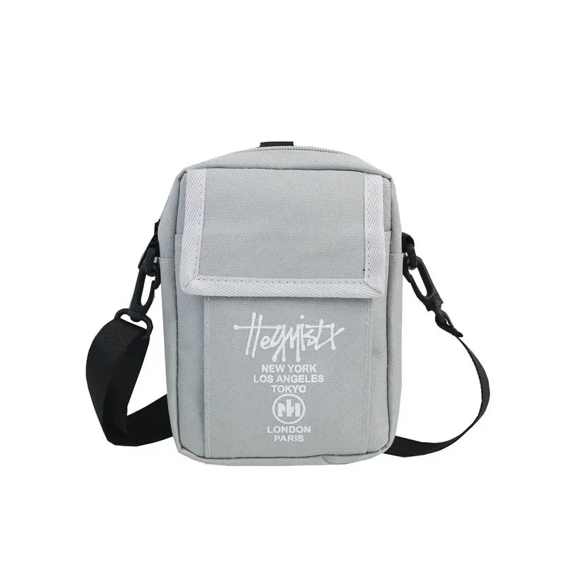 Casual Black Canvas Crossbody Bag | Pocket Messenger Bag for Women & Students