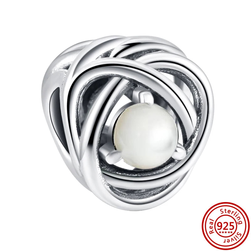 New 925 Sterling Silver Birthstone Beads | Crystal Eternity Circle Charm for Original Bracelets & Necklaces DIY Jewelry