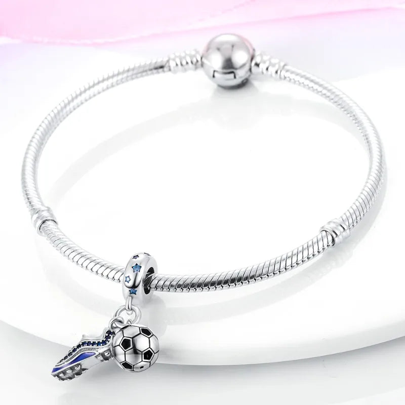 925 Sterling Silver Love Football Cup Charm Beads – Sport, Beer & Travel Pendants Fit Original Pandora Bracelet & Necklace