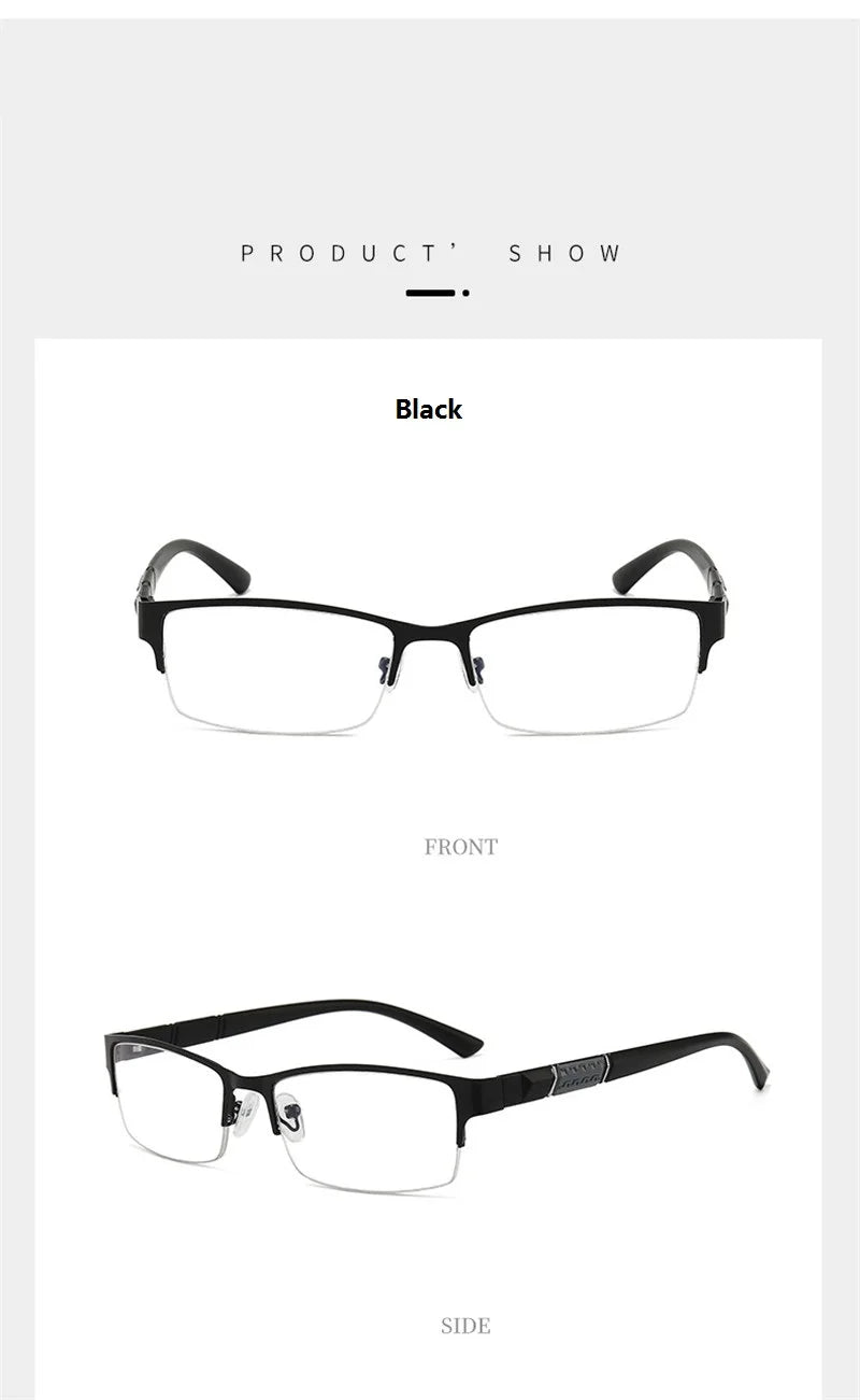 Metal Anti-Blue Light Reading Glasses for Men – Business Farsighted Eyewear Diopter 0 to +4.0