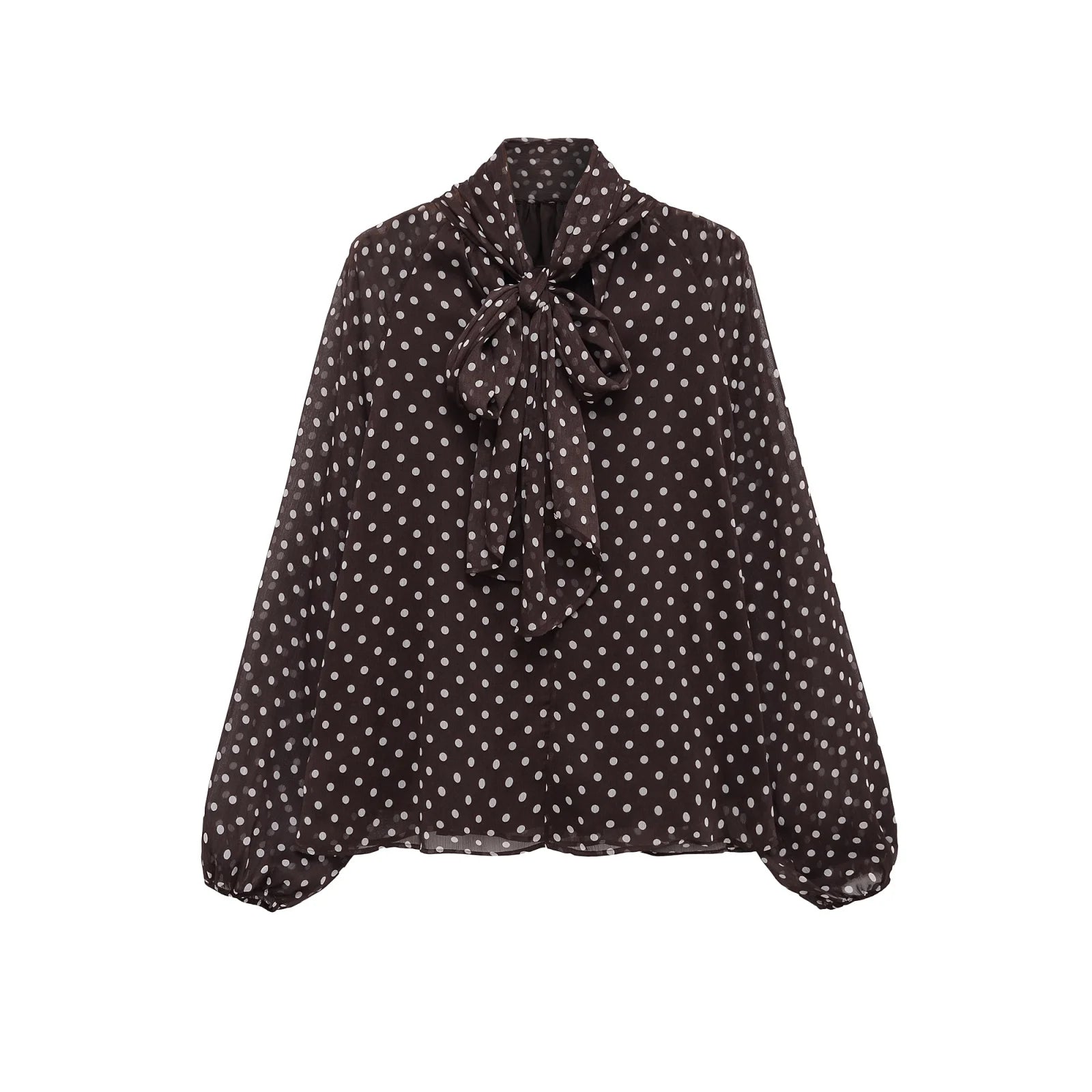Women’s Vintage Polka Dot Blouse – Bow Detail Long Sleeve Casual Elegant Top 👚✨