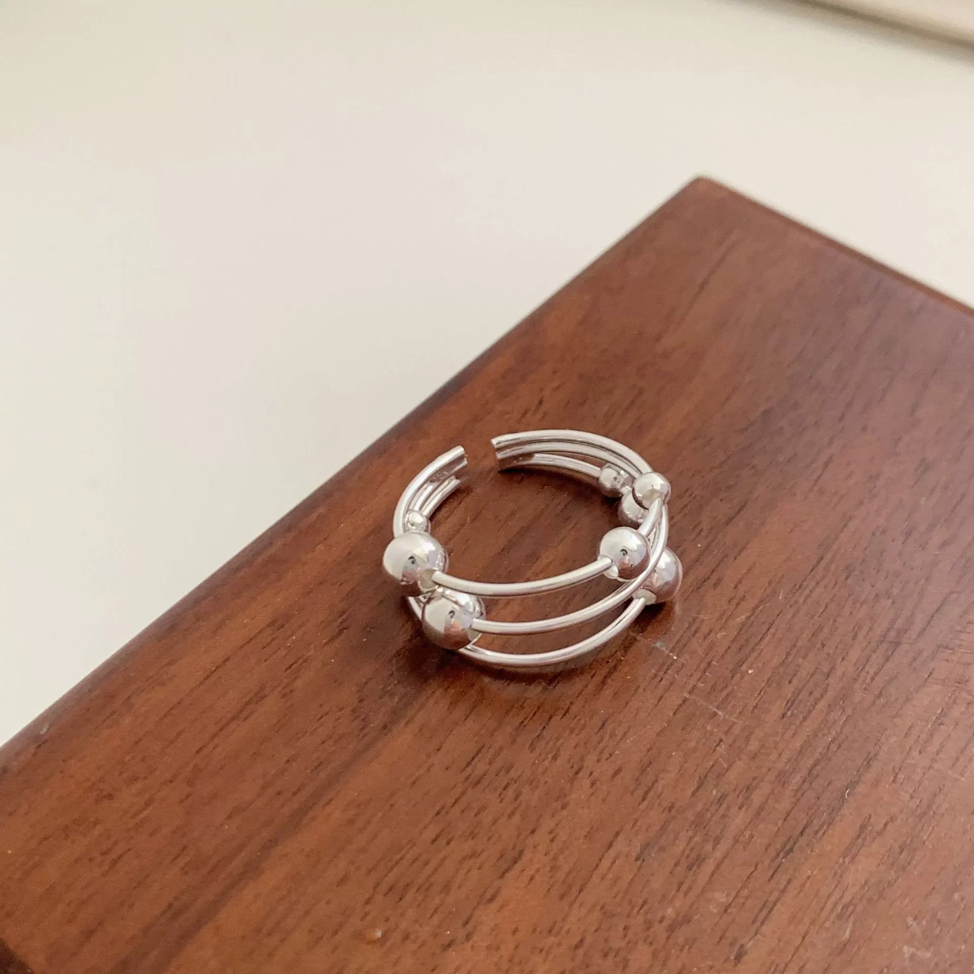 VENTFILLE 925 Sterling Silver Bead Ring – Three Layer Ball Design Cute Women’s Jewelry Gift