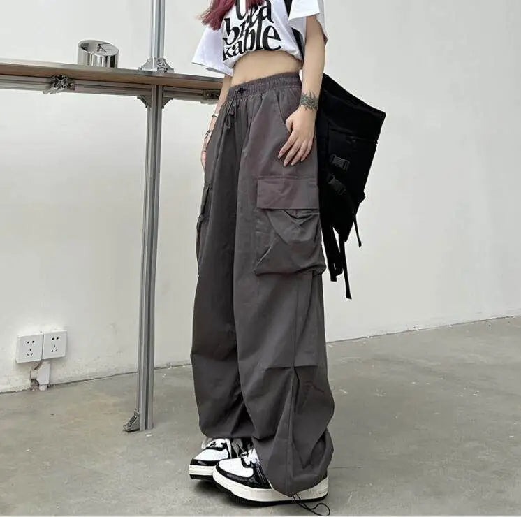 American Retro Workwear Casual Pants – Women’s Summer Straight Loose Wide Leg Trousers