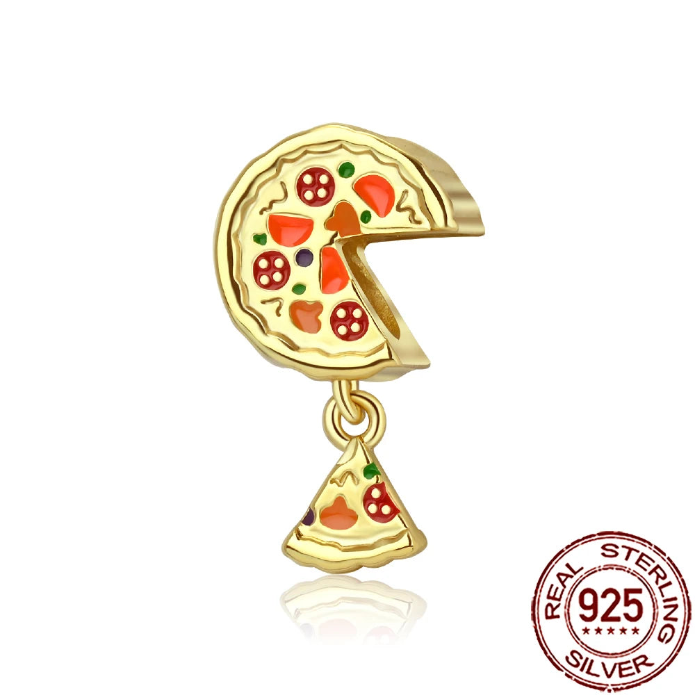 2025 New 925 Sterling Silver Coffee, Cake, Fruit & Burger Charms | Fit Pandora Bracelet & Necklace DIY Jewelry