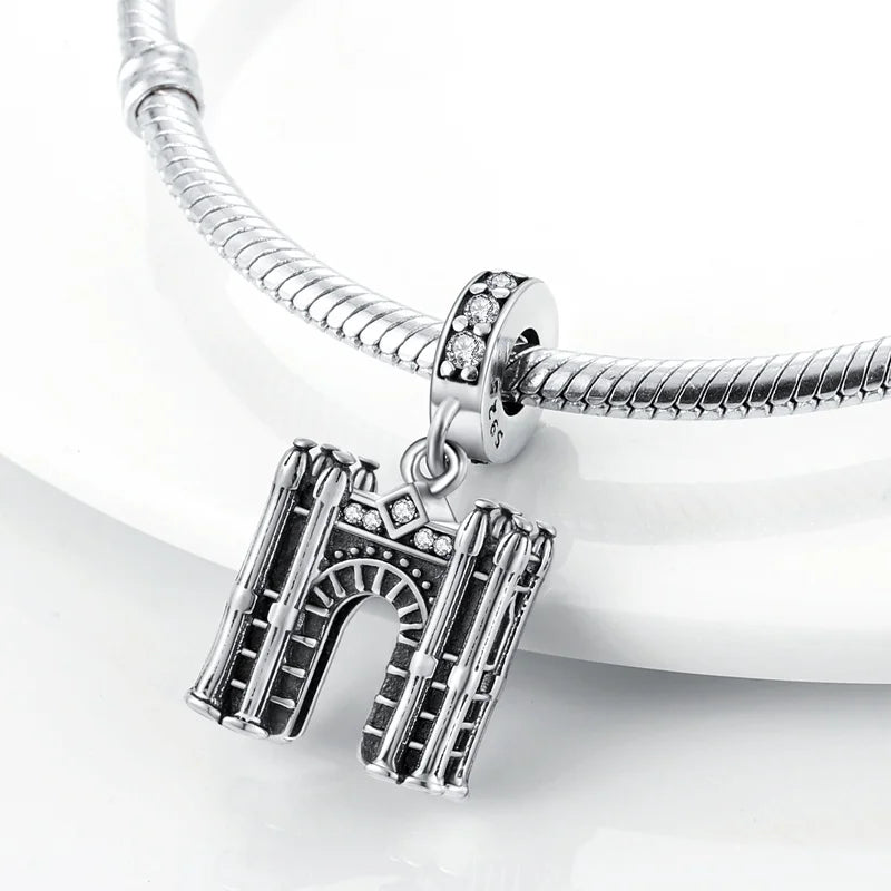 925 Sterling Silver Travel & Luggage Attractions Zircon Charm Beads | Fit Pandora Bracelet