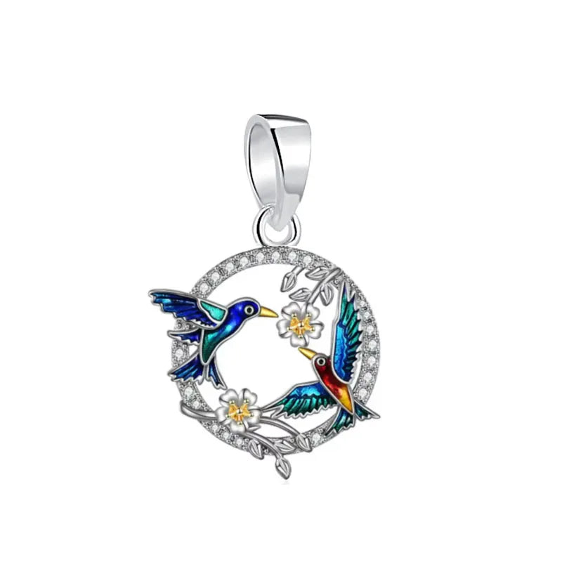 New 925 Sterling Silver Hummingbird & Swallow Pendant Charm | Bird Bead for Original European Bracelet DIY Women’s Jewelry