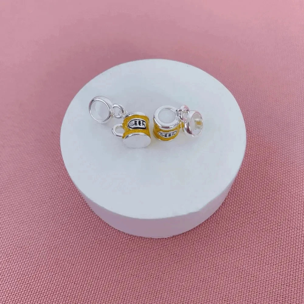 New 925 Sterling Silver Travel & Food Charm Beads – Wine, Lobster, Chili, Passport, Eiffel Tower, Plane & Beer for Pandora Bracelet