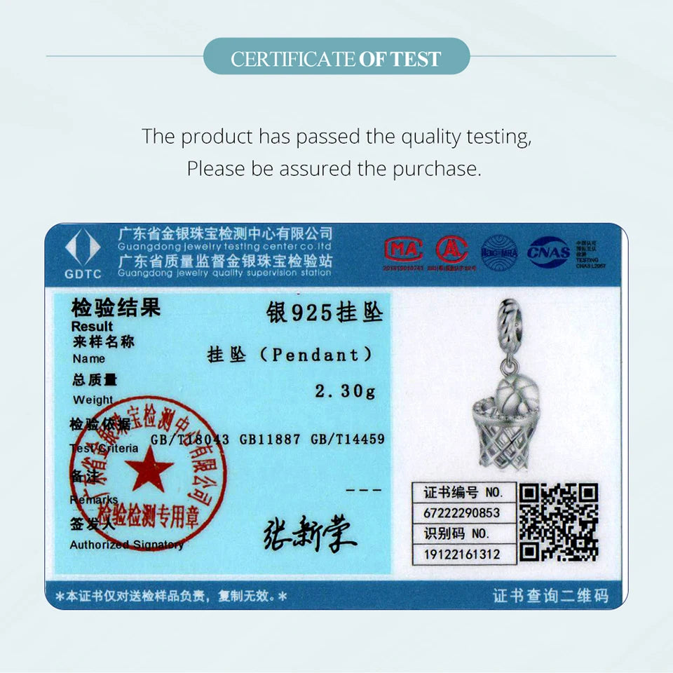 BISAER 925 Sterling Silver Ball Series Charms – Football, Volleyball, Tennis & Basketball Beads Fit Pandora Bracelet DIY Jewelry