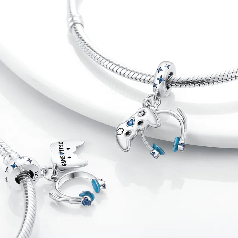 925 Silver 🎧 Enamel Earphone Charm Bead | Pandora Fit DIY Jewelry