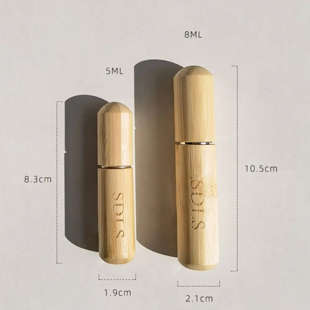 5/10ML Wood Perfume Atomizer – Portable Bamboo Mini Spray Bottle | Refillable Cosmetic Travel Container