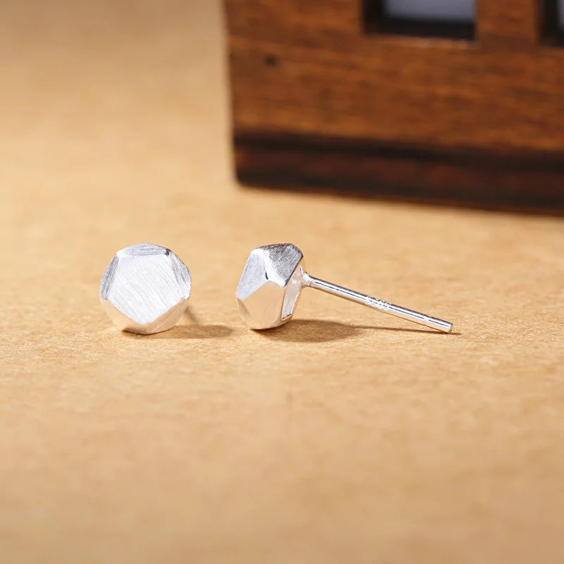 New 925 Sterling Silver Hoop Earrings – Matte Circle Geometric Punk Clip Earrings for Women & Girls