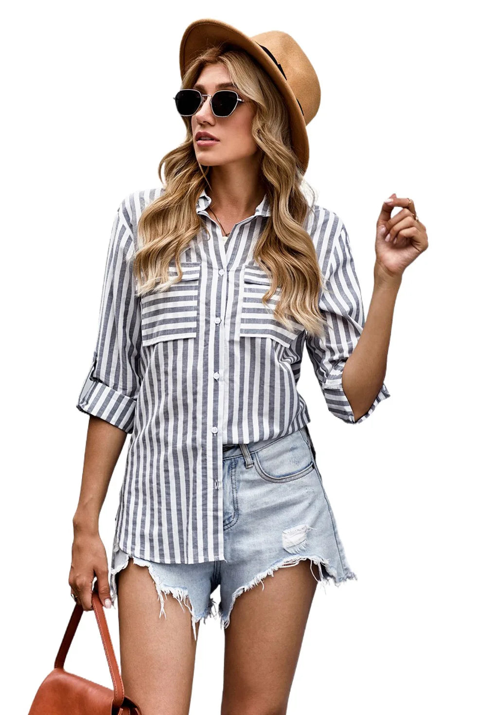 Women’s Striped Single-Breasted Long Sleeve Shirt 2024 – Elegant & Youthful Spring/Summer Blouse 🌿✨