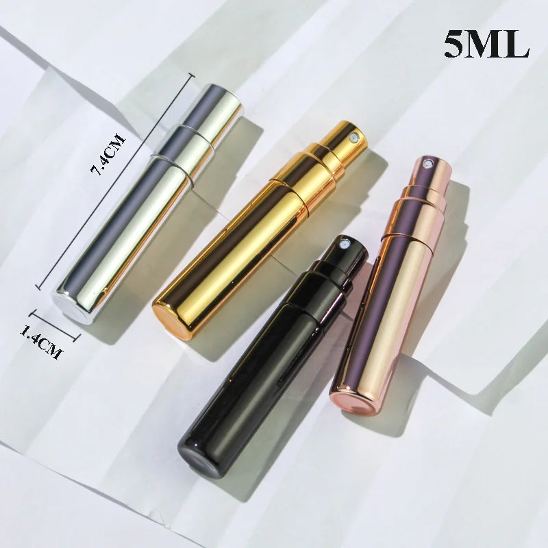 6PCS 5ML/10ML Portable UV Glass Perfume Bottles – Refillable Mini Spray Bottles with Aluminum Atomizer | Travel Size
