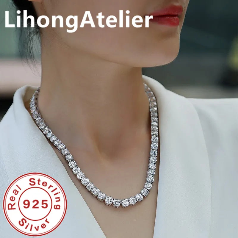 925 Sterling Silver 6mm AAA Zircon Tennis Necklace – Unisex Luxury Jewelry Gift for Women & Men