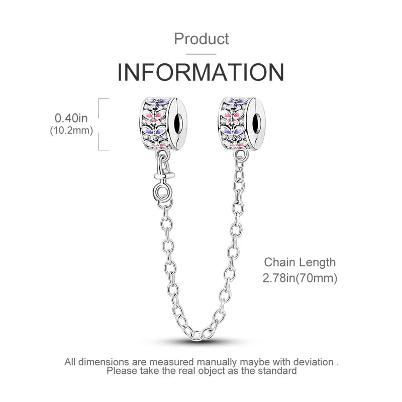 925 Sterling Silver Star Moon Safety Chain Charm | Pandora Fit Jewelry