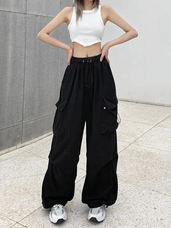 American Retro Workwear Casual Pants – Women’s Summer Straight Loose Wide Leg Trousers