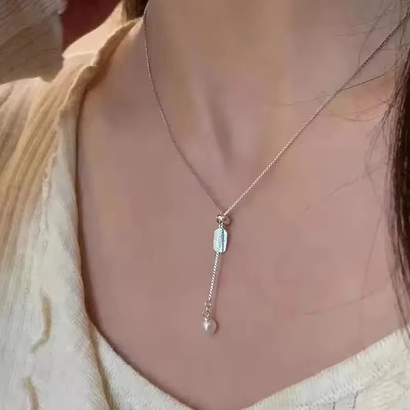 S925 Sterling Silver Minimalist Adjustable Pendant Necklace for Women