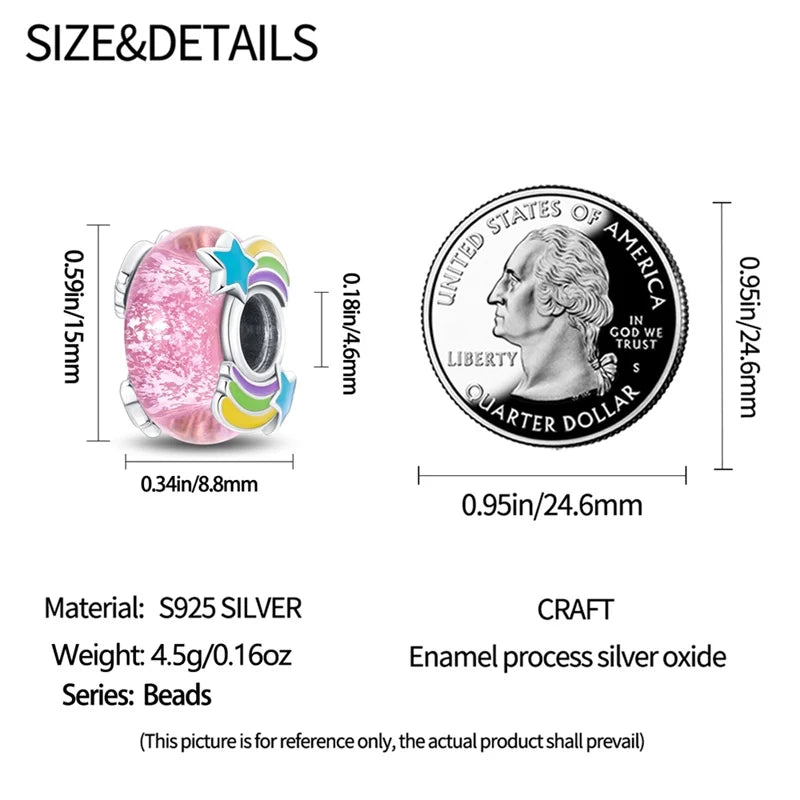 925 Sterling Silver Round Colored Zircon Spacer Beads – Fits Pandora Original Bracelets DIY Exquisite Party Jewelry