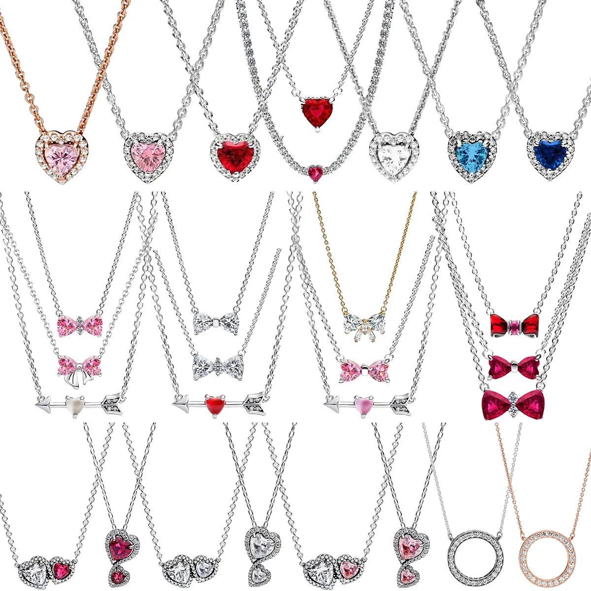 Colorful Heart-Shaped 925 Sterling Silver Pendant Necklace – Lover’s Holiday Jewelry