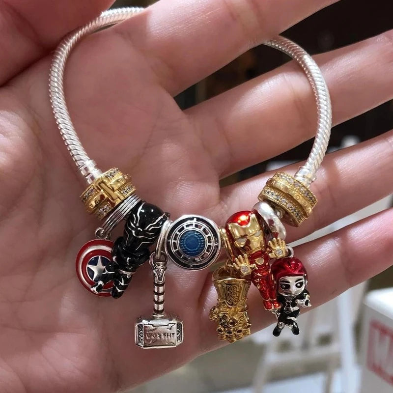 Hot Sale New Disney Cartoon Animal 925 Sterling Silver Lilo & Stitch Charm Bead Bracelet