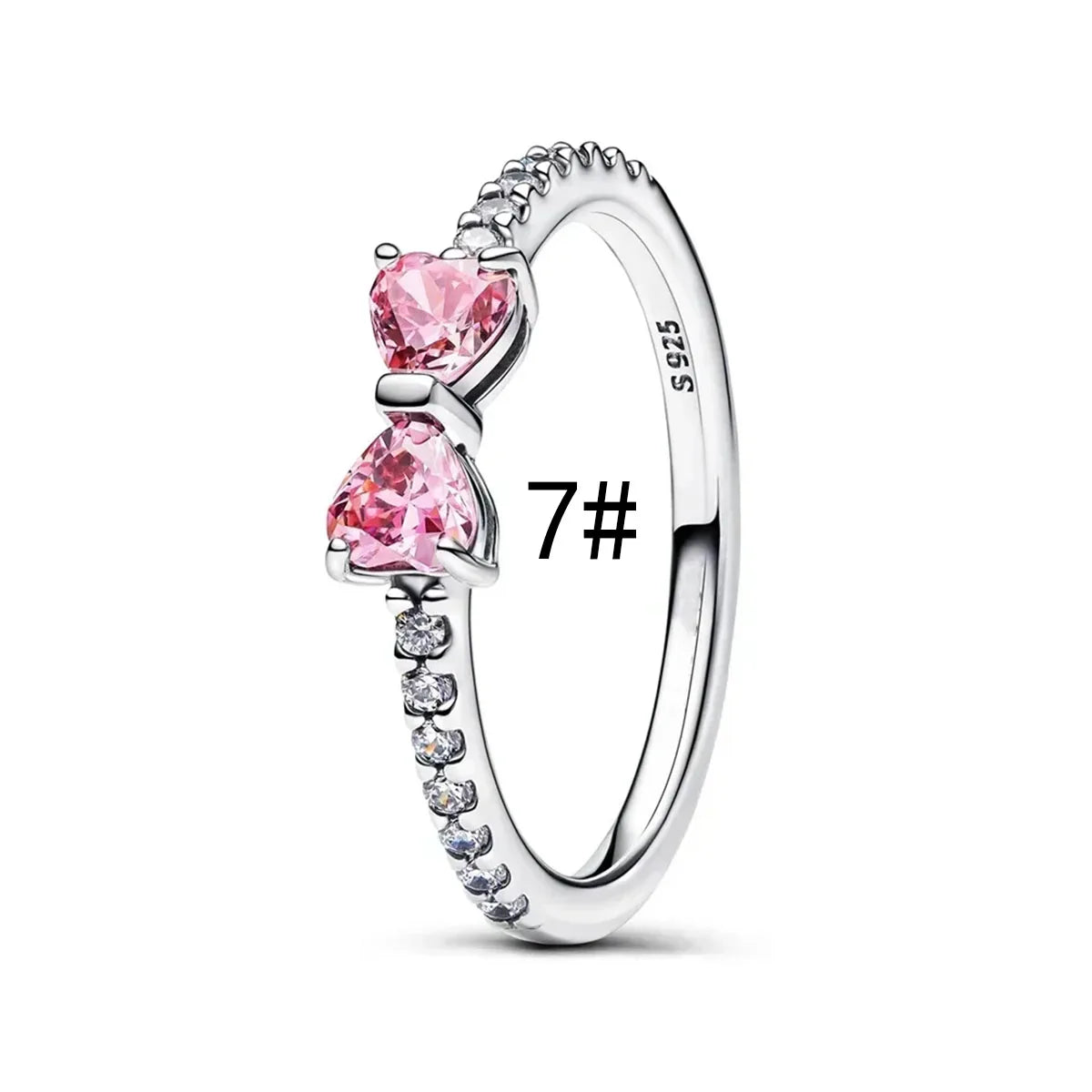 925 Sterling Silver Colorful Bow Necklace Ring Earring Set Crystal Jewelry for Women Gift