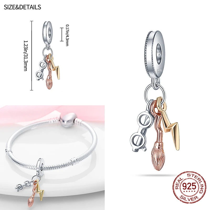 Disney Harry Potter 925 Sterling Silver Charm Bead | Fits Original Bracelet | Women’s DIY Jewelry Gift