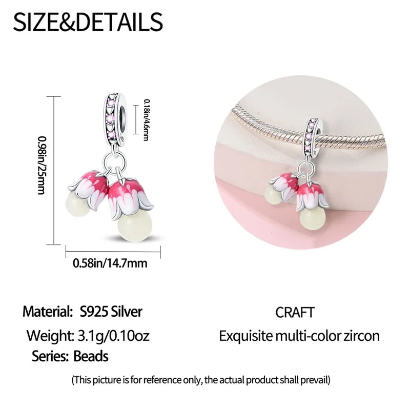 2025 925 Silver Daisy Tulip Pansy Flower Charms Bead | Fit 3mm Original Bracelets DIY Jewelry Gift