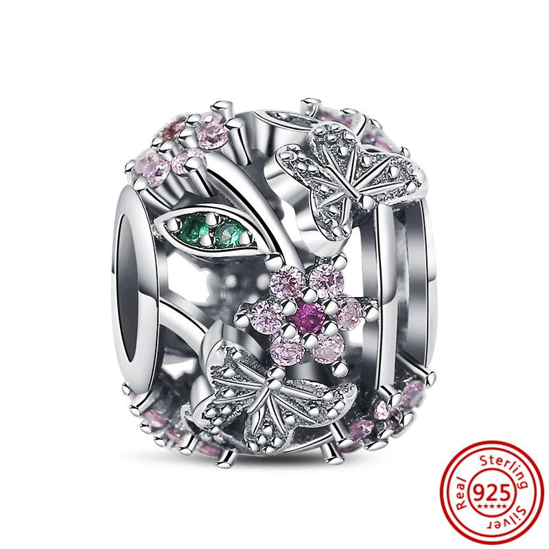 925 Sterling Silver Heart Pave Zircon Family Tree Charm | Fits Original Bracelet Women’s Luxury Jewelry Gift