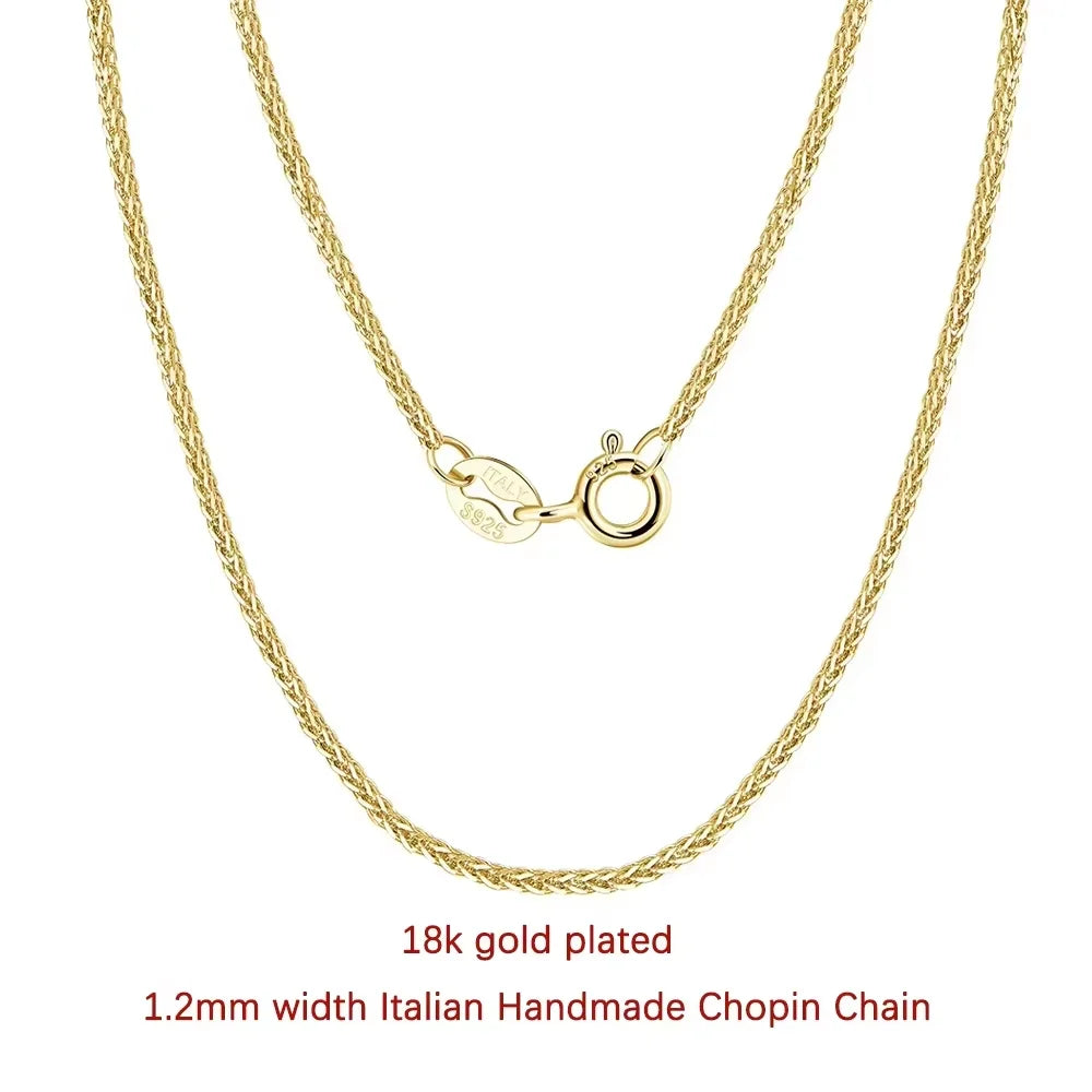 ORSA JEWELS Italian Handmade 1.2mm Chopin Chain Necklace – Solid 925 Sterling Silver Unisex Pendant Neck Chain Jewelry SC53