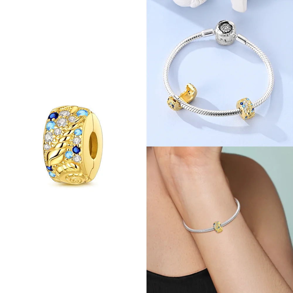 925 Sterling Silver Gold Butterfly Maple Leaf Heart Charms | Fit Original Bracelet Women DIY Jewelry Gift