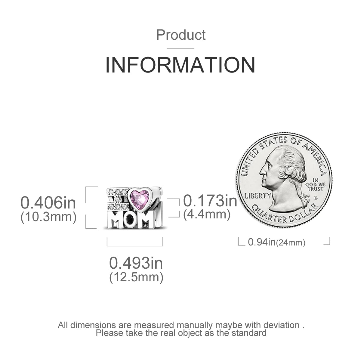 S925 Silver Heart Love Mom Infinity Charm | Dangle Bead Fit Bracelet Jewelry Mother’s Day Gift