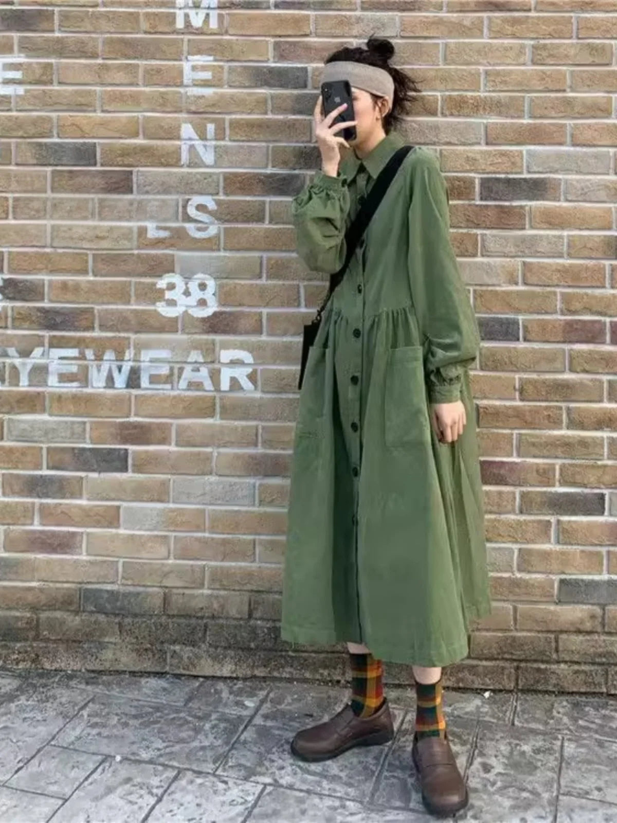 Retro Polo Collar Long Shirt Dress for Women – Loose Fit Casual Tea Break Gown | Elegant Everyday Fashion