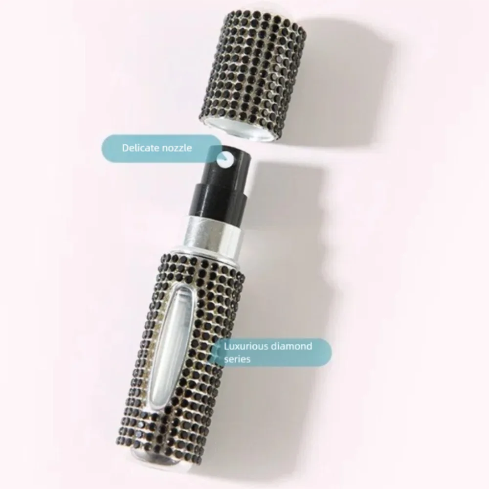 5ML Mini Perfume Bottle – Diamond-Encrusted Crystal Bling Glitter | Travel Empty Pump Container