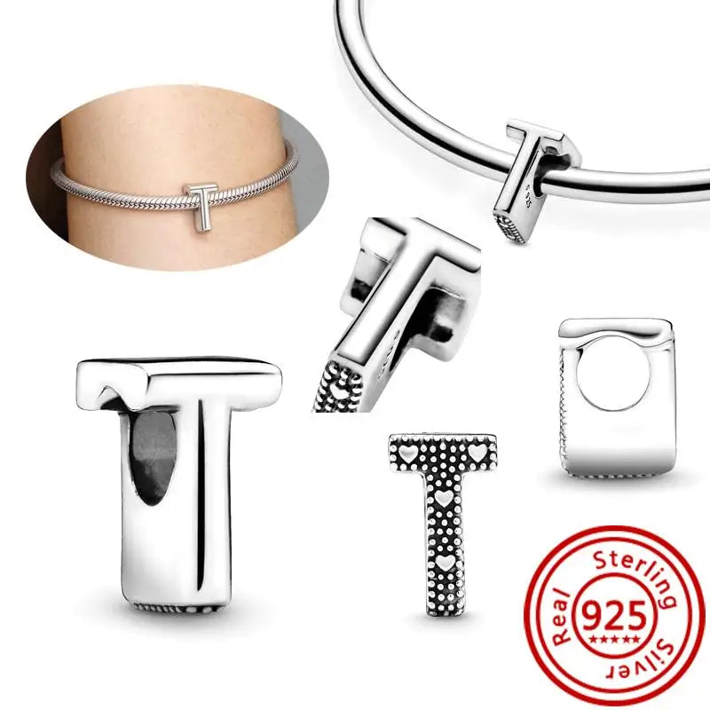 925 Sterling Silver A–Z Alphabet Letter Charms | Gold & Silver Beads for Women DIY Bracelet Jewelry