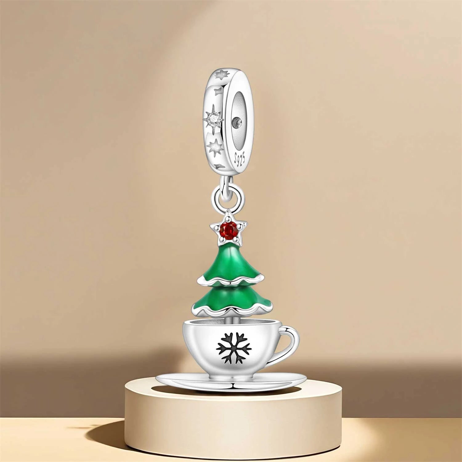 Orstarry 925 Sterling Silver Christmas Tree Coffee Charms | Fit Original Bracelet Women DIY Jewelry Gift