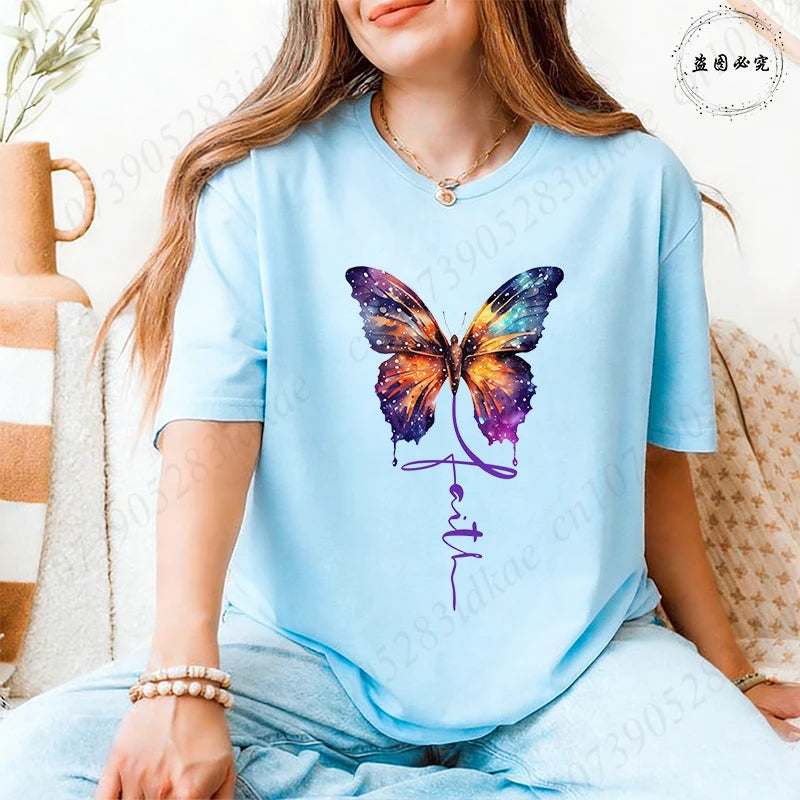 Women's Butterfly Flower Graphic T-Shirt – Aesthetic Short Sleeve Casual Summer Tee 2026 🦋🌸
