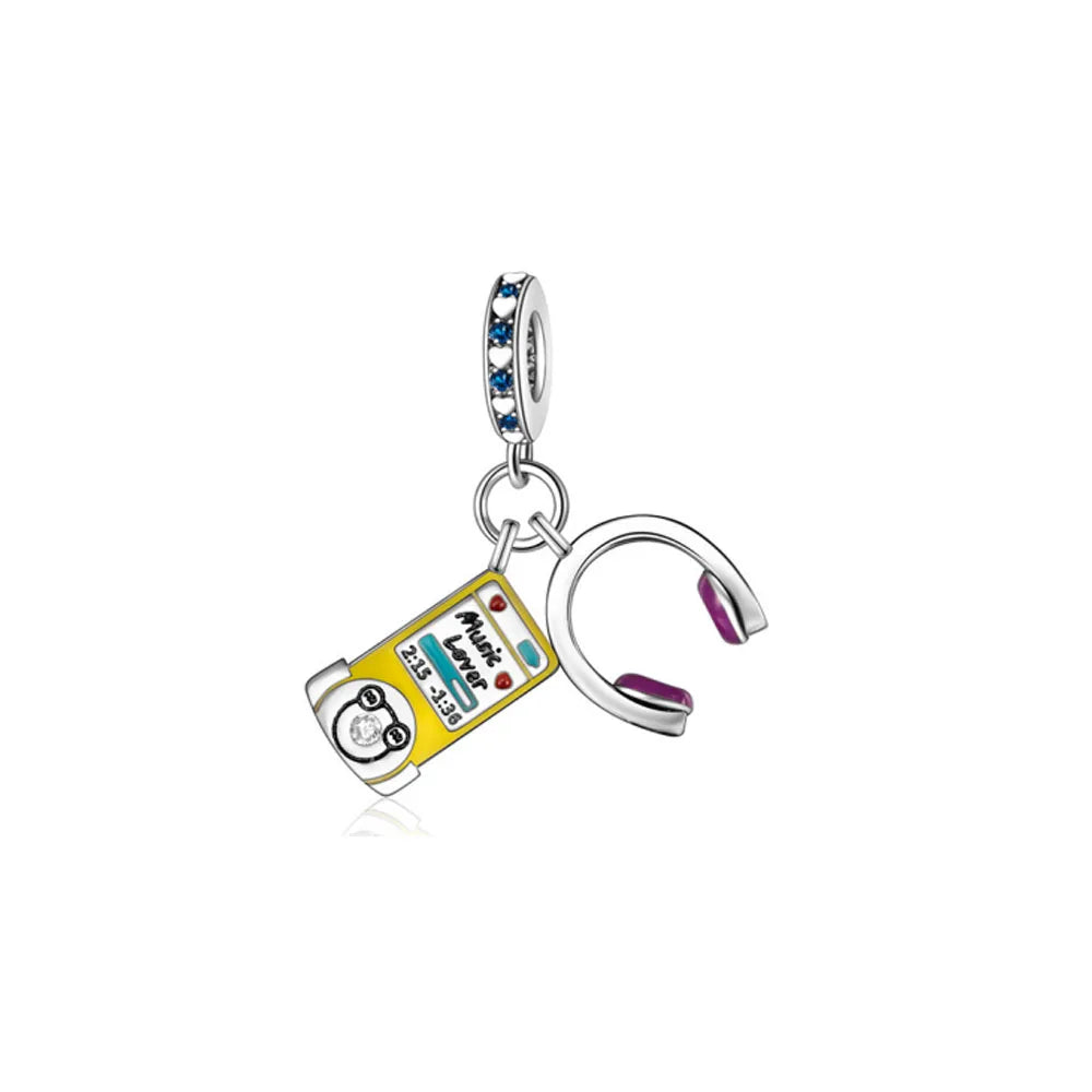 New 925 Sterling Silver Sports Charm Beads | Football, Baseball, Tennis, Dumbbell & Golf Pendant for DIY Bracelets