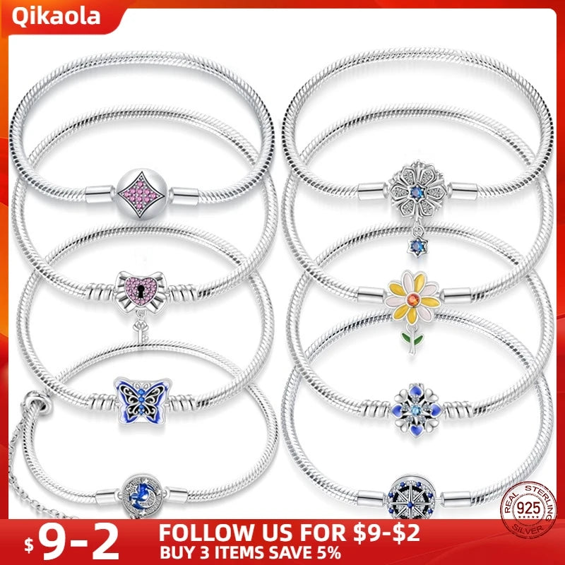 S925 Sterling Silver Snake Bone Chain Bracelet | Pandora Fit DIY Jewelry