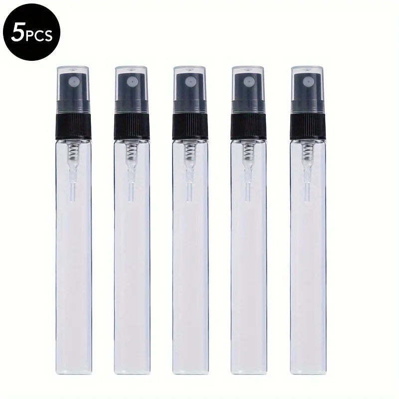 5/10PCS Mini Glass Perfume Bottles – 3ML / 5ML / 10ML Travel Toner & Cosmetic Dispenser | Tea-Colored Graduated Bottles