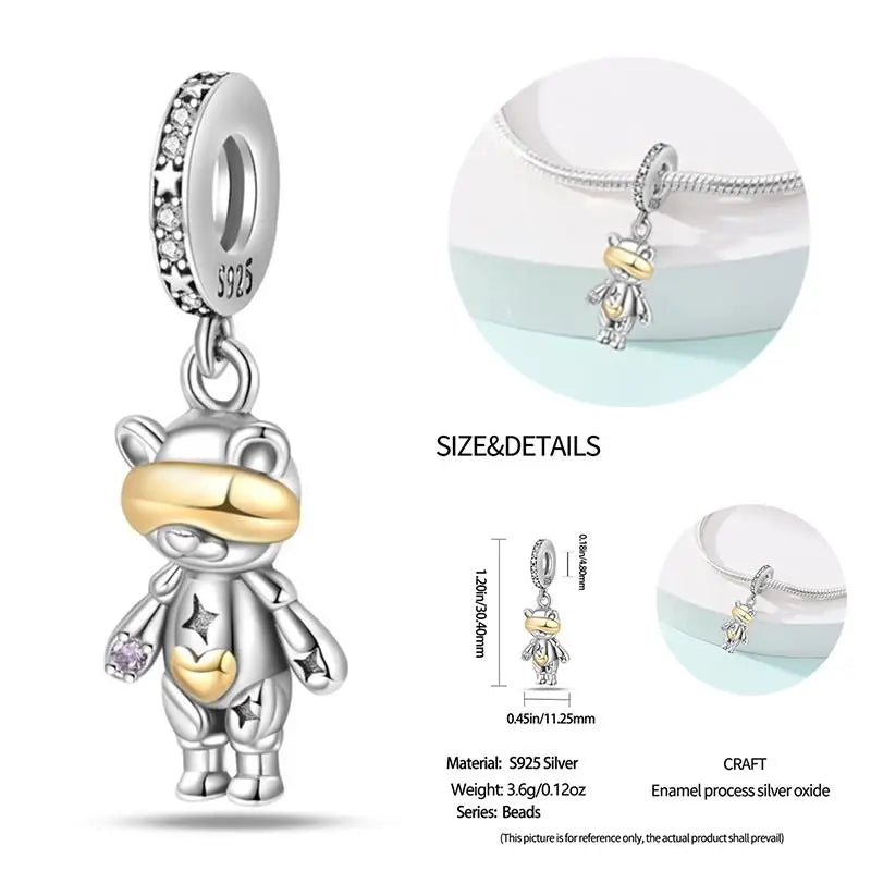 925 Sterling Silver Flying Bird & Butterfly Safety Chain Charm Beads for Original 3mm Bracelet – DIY Jewelry Gift