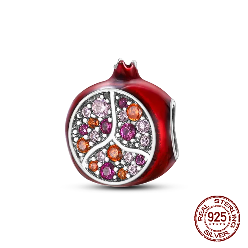 925 Sterling Silver Red Series Charms | Heart, Car & Strawberry Dangle Beads for Original Bracelet DIY Jewelry