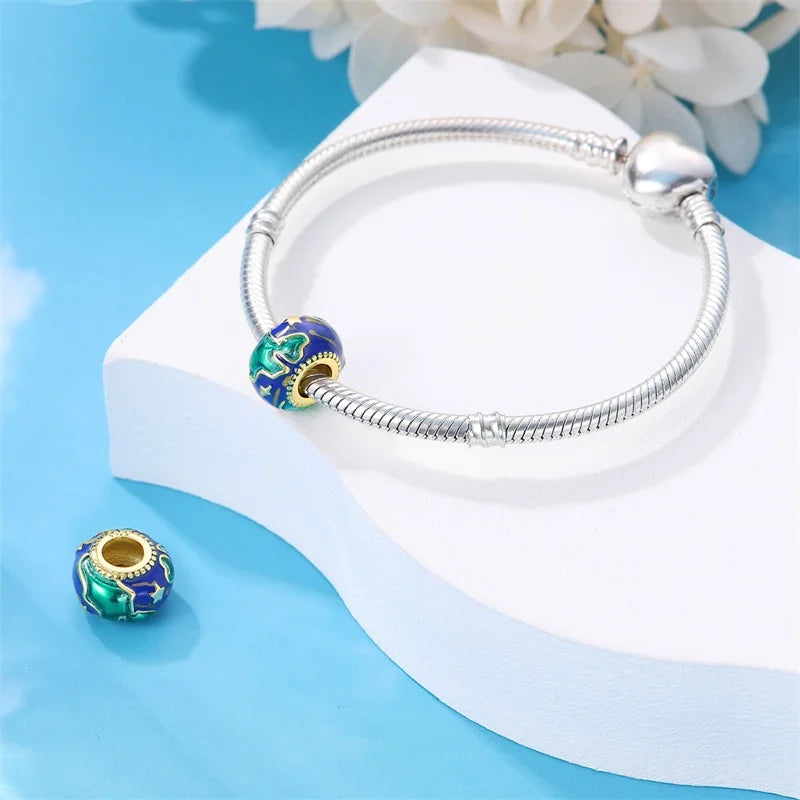 925 Sterling Silver Round Colored Zircon Spacer Beads – Fits Pandora Original Bracelets DIY Exquisite Party Jewelry