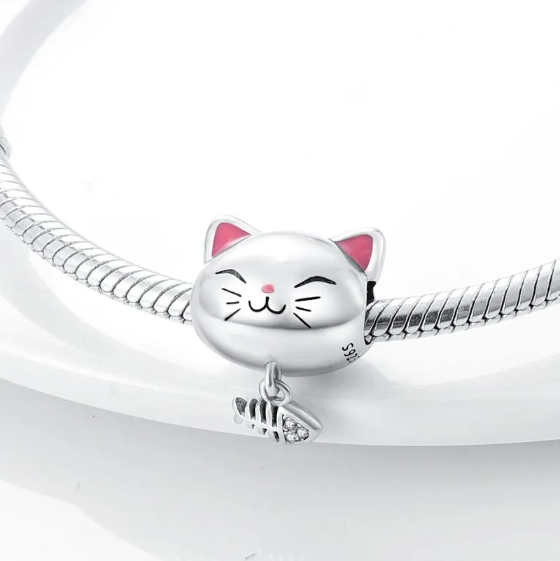 Cat Collection 925 Sterling Silver Charms Bead | Persian Bell & Multifarious Cat Dangle Fit Pandora Bracelet Necklace DIY Jewelry