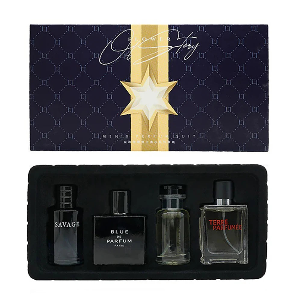 Luxury Brand Men’s Perfume Set – 4PCS Gift Box | 100ML Cologne Parfums Homme with Natural Floral & Fruity Masculine Scents