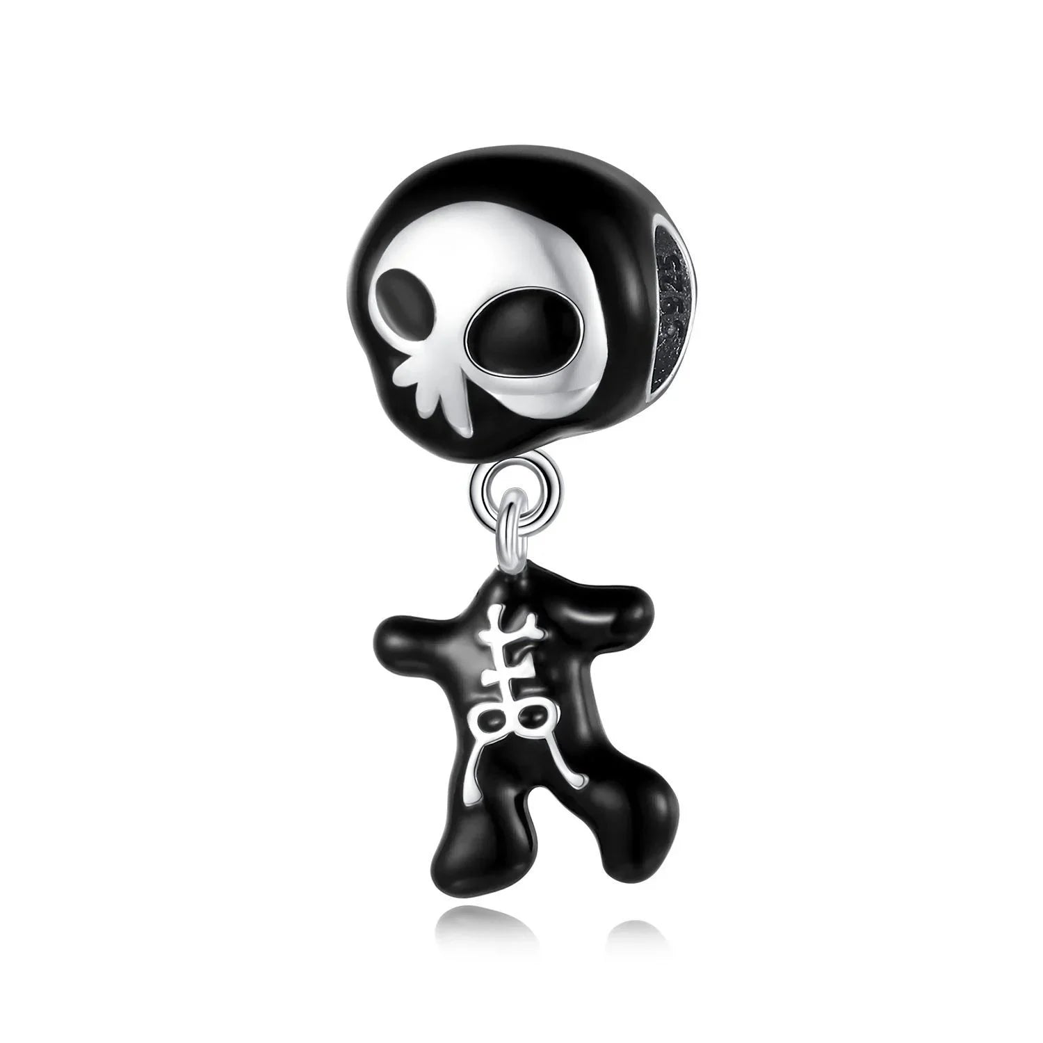 Halloween 925 Sterling Silver Black Skull, Bat & Pumpkin Charms | Pendant for DIY Original Bracelets, Women’s Fine Jewelry Gift