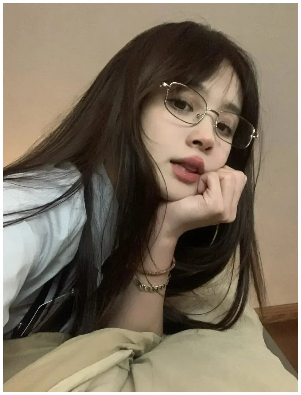 Y2K Harajuku Small Square Frame Glasses for Women – Retro Metal Clear Eyeglasses | Blue Light Blocking Reading Spectacle