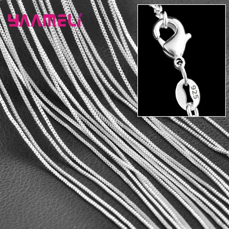 5PCS Authentic 925 Sterling Silver Chain Necklaces | Solid Silver Chains with Lobster Clasps for Men & Women 16–30 Inch